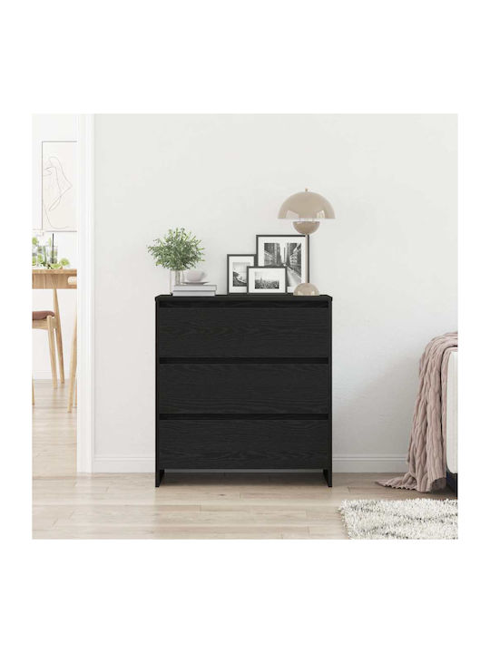 Bedroom Chest of Drawers Wooden Black Oak 70x41x75cm