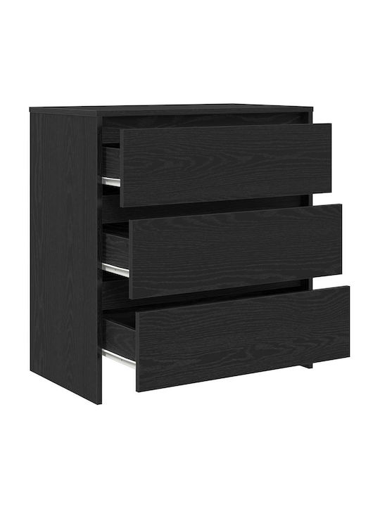 Bedroom Chest of Drawers Wooden Black Oak 70x41x75cm