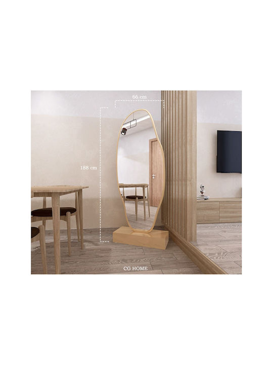 SteweHome Oglindă Asimetrică cu Ramă din Lemn Auriu 180x65cm