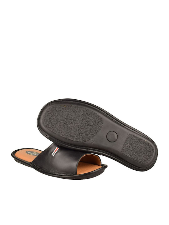 Leather Men's Winter Slippers Black