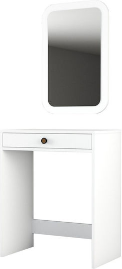 Bodenstehende Schminktisch Schlafzimmer Lizbon Holz Weiß mit Spiegel 70x40x84,7cm