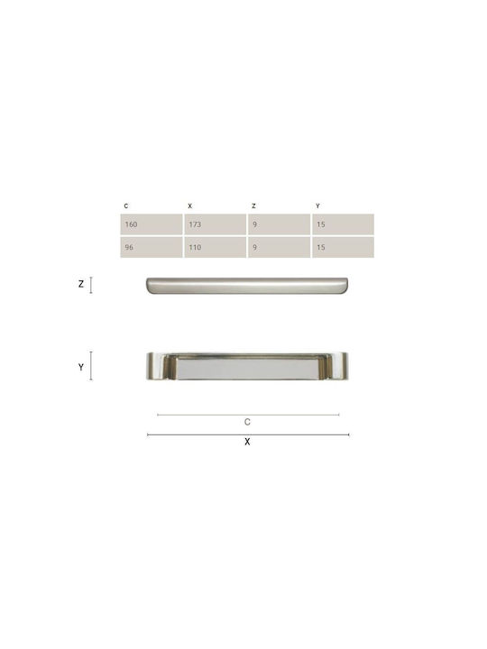 Citterio Line Rame Furniture Handle Made of Metallic Rame Pink with Hole Centers 96mm 351-rame