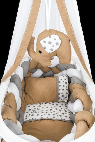 SteweHome Brown Crib with Mattress and Wheels