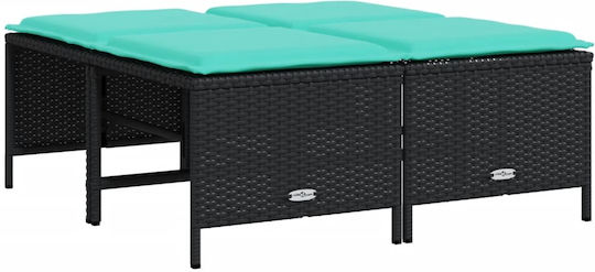 Außenbereich-Hocker Rattan Schwarz 4 Stück 50x48x36,5 cm Außenbereich-Hocker Rattan Schwarz 4 Stück 50x48x36,5 cm