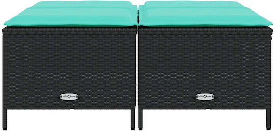 Garden Stool Cube Outdoor Rattan with Cushion Black 4 Pieces 50x48x36.5cm