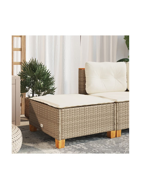 Gartenhocker Würfel Außeneinsatz Rattan mit Beigem Kissen 63.5x56x32cm