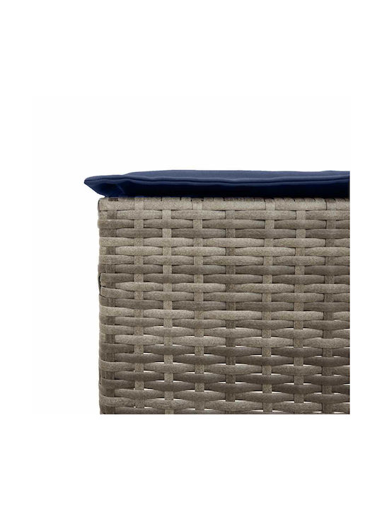 Gartenhocker Für Bar Außenbereich Rattan Mit Grauem Kissen 2Stücke 40x40x76cm