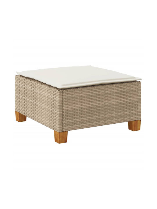 Gartenhocker Würfel Außeneinsatz Rattan mit Beigem Kissen 63.5x56x32cm