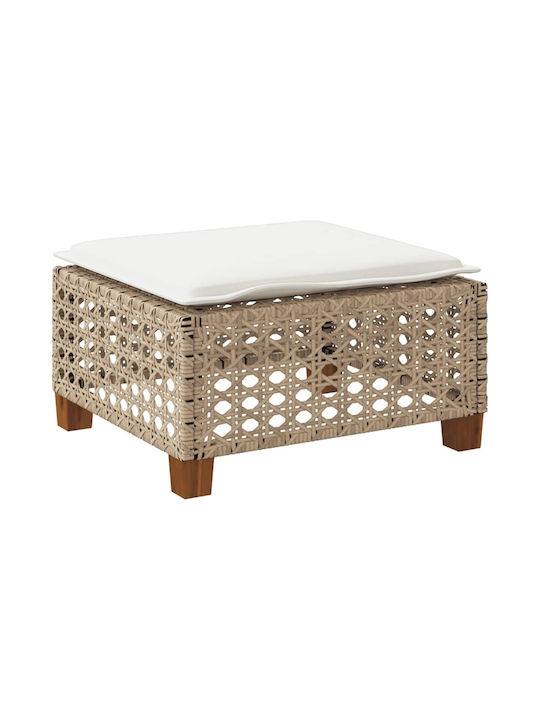 Gartenhocker Würfel Außeneinsatz Rattan mit Beigem Kissen 63.5x56x32cm