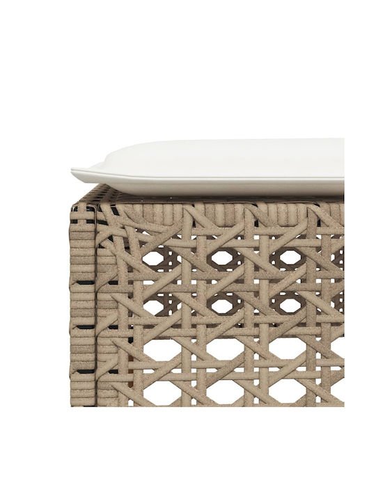 Gartenhocker Würfel Außeneinsatz Rattan mit Beigem Kissen 63.5x56x32cm