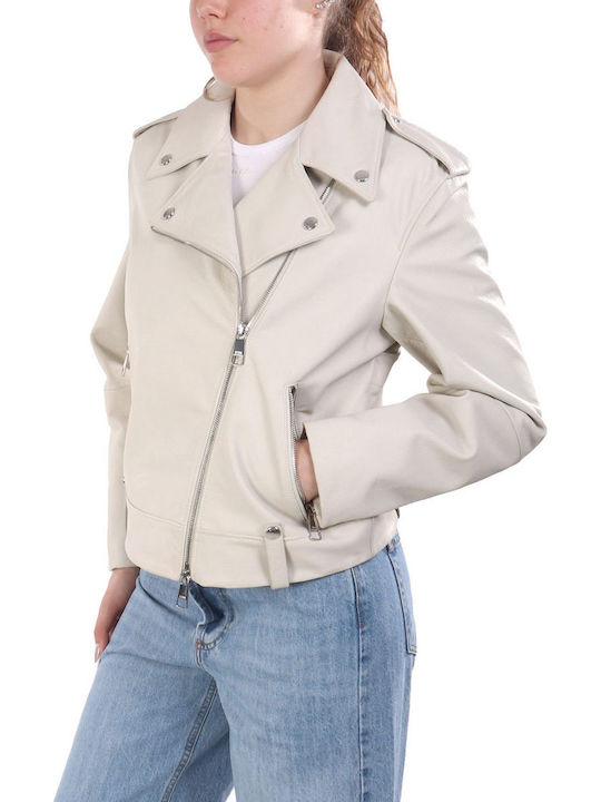 C_sandy Damen Biker Jacke Ekru