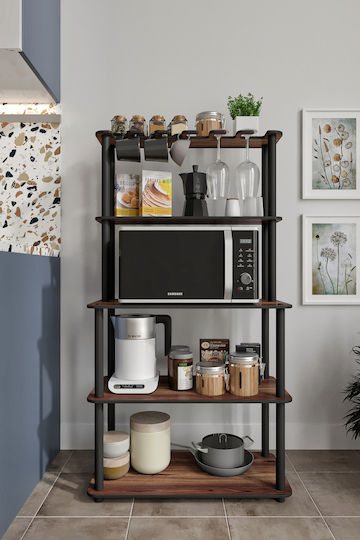 SteweHome Metallic Kitchen Rack 4 Tiers Brown 68x33x95cm