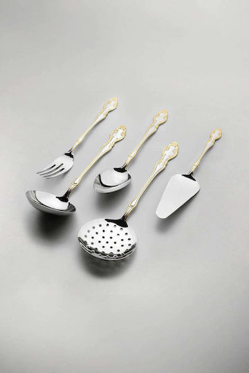 SteweHome Set Of 5 Gray Stainless Steel Serving Utensils