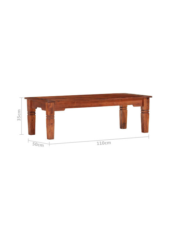 Rectangular Central Coffee Table Solid Acacia Wood 110x50x35 cm