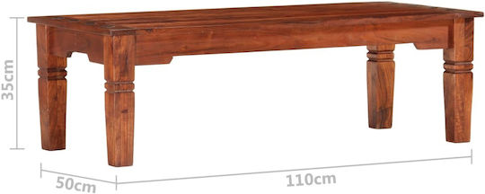 Rectangular Central Coffee Table Solid Acacia Wood 110x50x35 cm