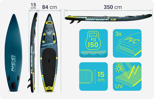 NEO Sport Reefbreak Inflatable SUP Board with Length 3.5m Blue