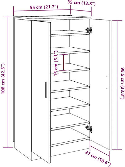 vidaXL Schuhorganisatoren aus Spanplatte 55x35x108cm