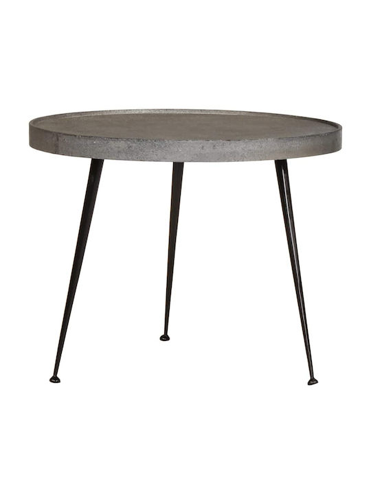 Round Wooden Side Table Silver 2 Pieces L55xW45xH45cm