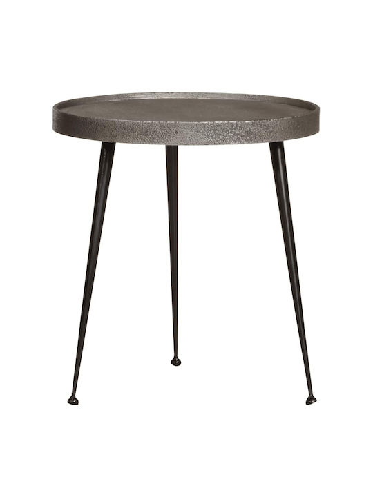 Round Wooden Side Table Silver 2 Pieces L55xW45xH45cm