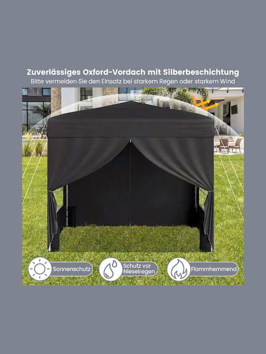 Costway Foldable Garden Gazebo with LEDs Black 3x3m