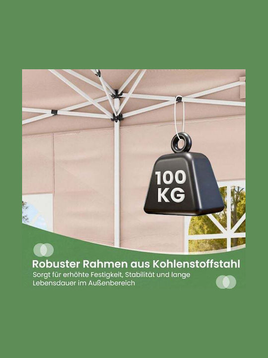 Costway Zusammenklappbares Garten Gazebo Beige 3x6m