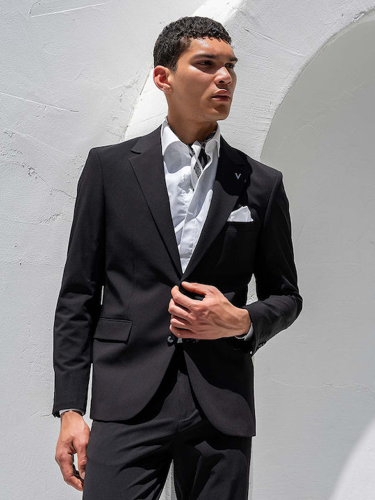Summer Men's Suit with Slim Fit Black