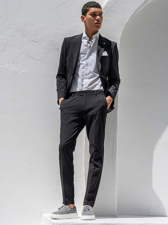 Summer Men's Suit with Slim Fit Black