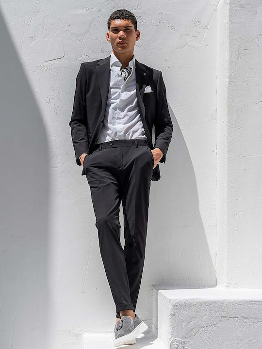 Summer Men's Suit with Slim Fit Black