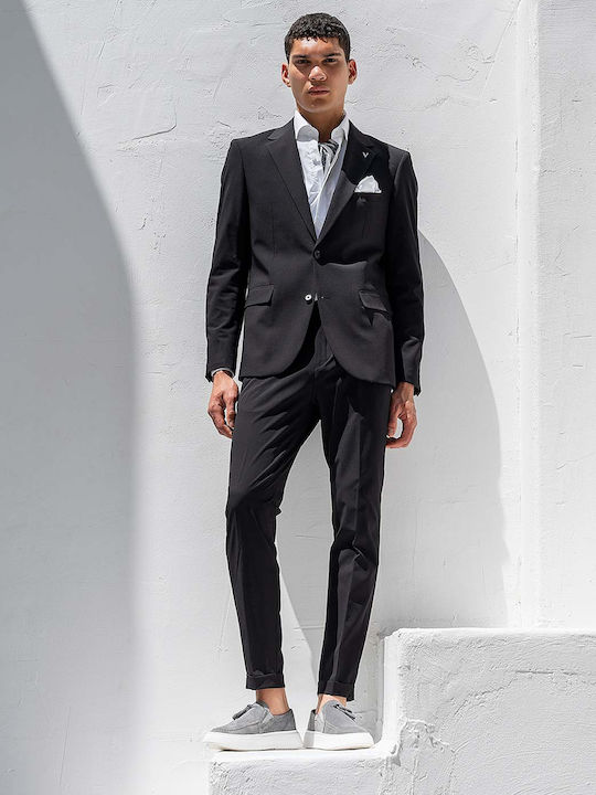 Summer Men's Suit with Slim Fit Black