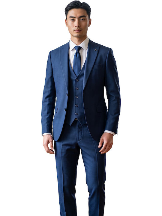 Herrenanzug Mit Weste Marineblau