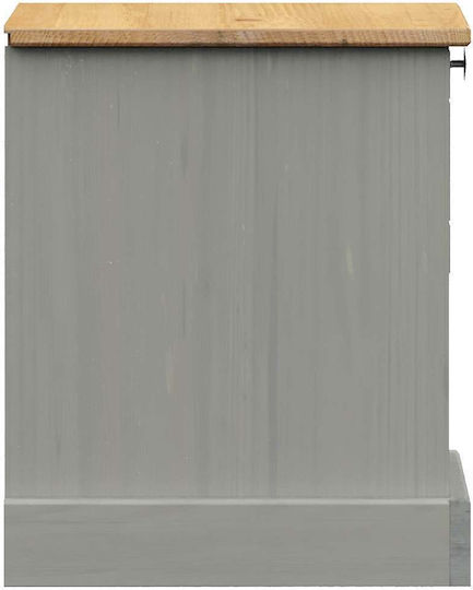 Κομοδίνο Ξύλινο με Μεταλλικά Πόδια Γκρι 42x35x42cm