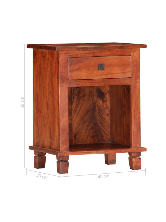 Κομοδίνο από Μασίφ Ξύλο Μπεζ 40x30x50cm