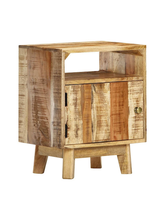 Κομοδίνο από Μασίφ Ξύλο Μπεζ 40x30x50cm