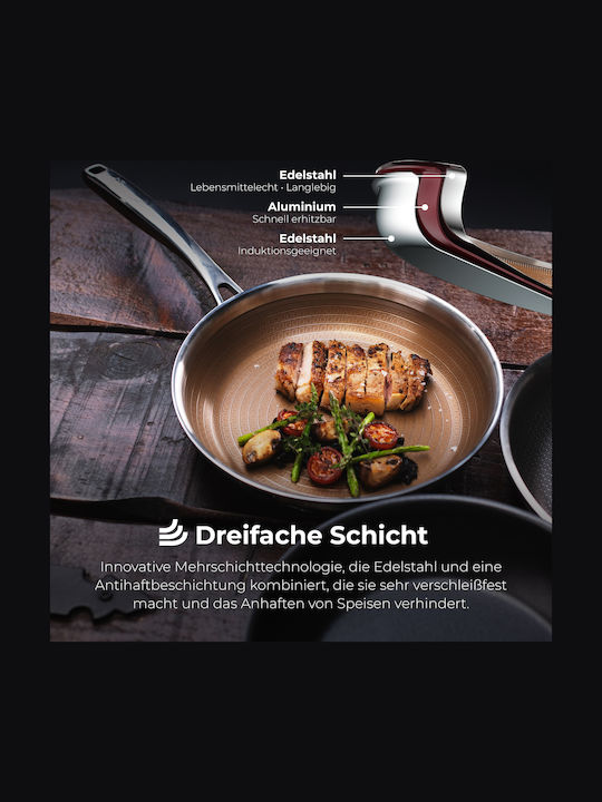 Bergner Masterpro Pan Made of Stainless Steel with Non-Stick Coating 24cm