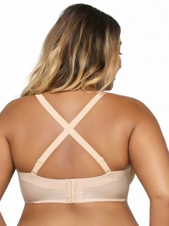 Μπεζ Strapless Σουτιέν με Ελαφριά Ενίσχυση