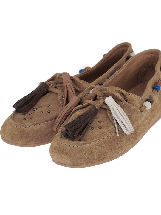 Leather Women's Loafers In Brown Colour
