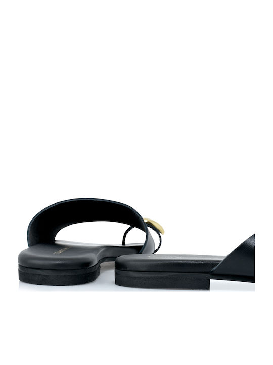 Leather Women's Flat Sandals Black