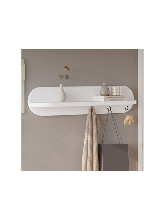 SteweHome Κρεμάστρα Τοίχου Ξύλινη 3 Θέσεων Λευκή 60x14x11cm