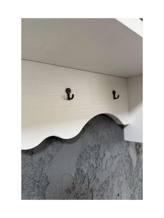 SteweHome Wooden Wall Hanger 4 Hooks White 60x14x14cm