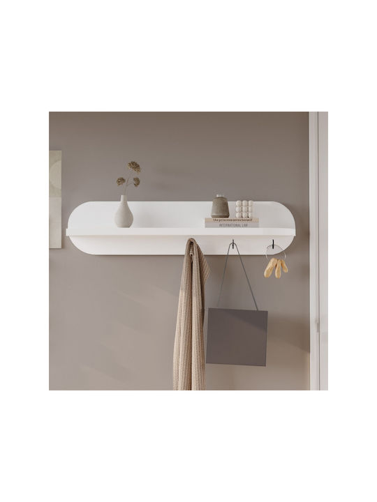 SteweHome Κρεμάστρα Τοίχου Ξύλινη 3 Θέσεων Λευκή 60x14x11cm