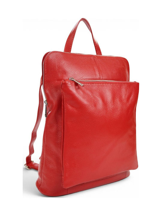 Leather Women's Red Backpack