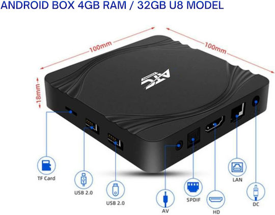 ATC TV Box 03.007.0030 4K UHD with Wi-Fi USB 2.0 4GB RAM and 4GB Storage with Android 14.0 Operating System