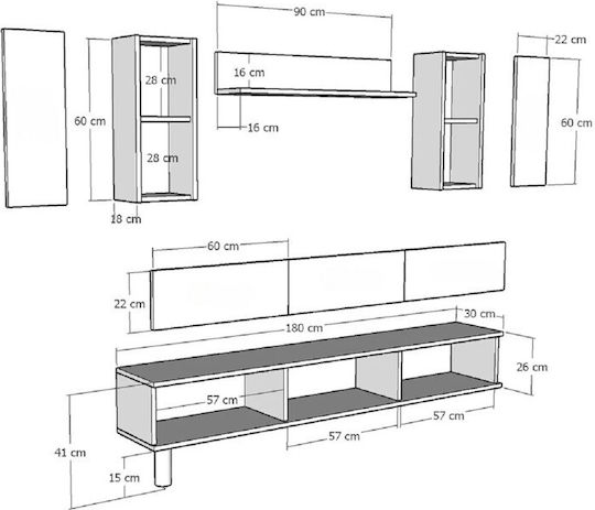 Έπιπλο TV Επιδαπέδιο Συνθετικό Ξύλο 180x30x41εκ.