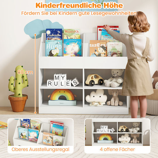 Wooden Floor Bookcase White 80x34x90cm