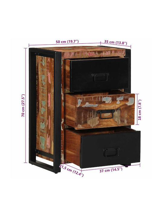 Storage Drawers Made of Metal & Wood L50xW35xH70cm
