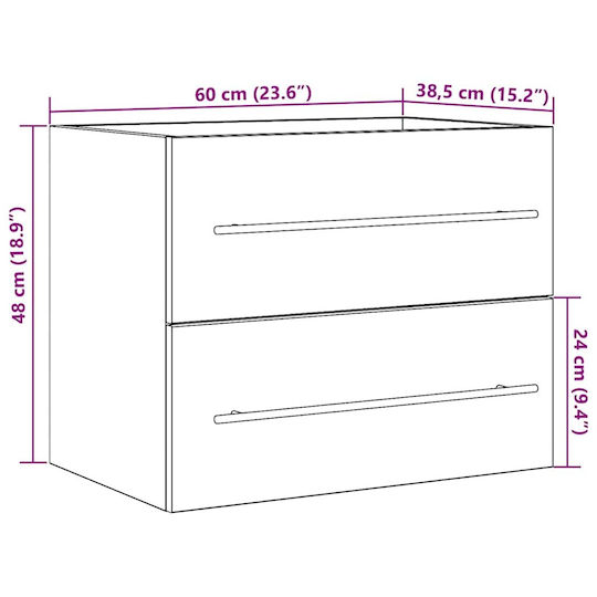 vidaXL 862028 Πάγκος χωρίς Νιπτήρα Μ60xΒ38.5xΥ48cm Black Oak