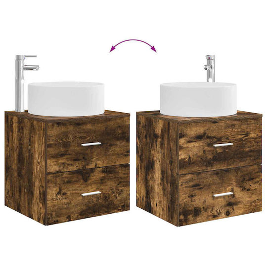 vidaXL Pang de Baie Fără Lavoar cu Oglindă cu Lumină Stejar Afumat
