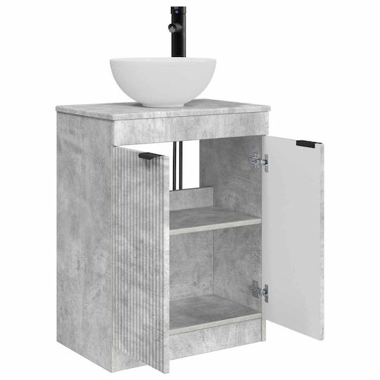 vidaXL Badezimmer Waschtisch-Einheit Ohne Waschbecken Mit Spiegel M54xB35xH83cm Grau