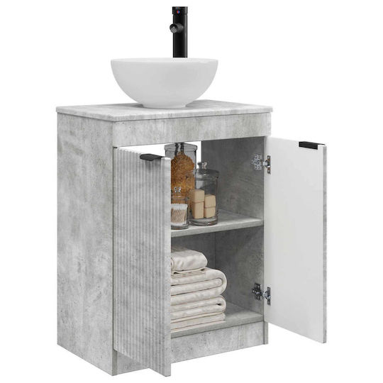 vidaXL Badezimmer Waschtisch-Einheit Ohne Waschbecken Mit Spiegel M54xB35xH83cm Grau