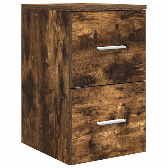 vidaXL Vanity Unit Without Sink With Mirror With Light Smoked Oak Wood